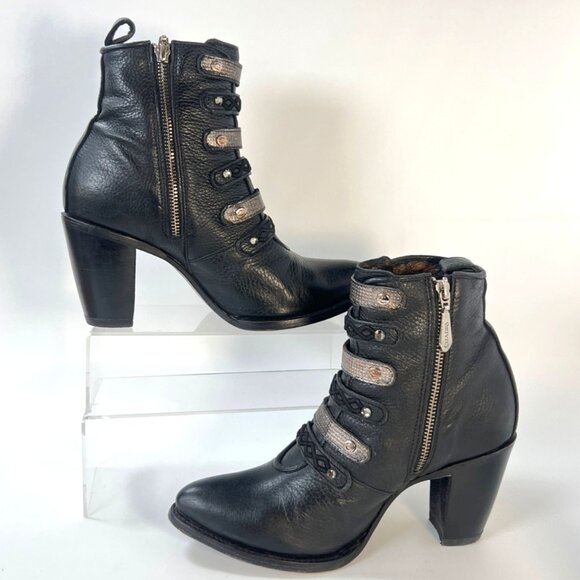 Cuadra Women Western Boots Black Leather Ankle Booties Size MEX25.5 US7.5 - Picture 7 of 13